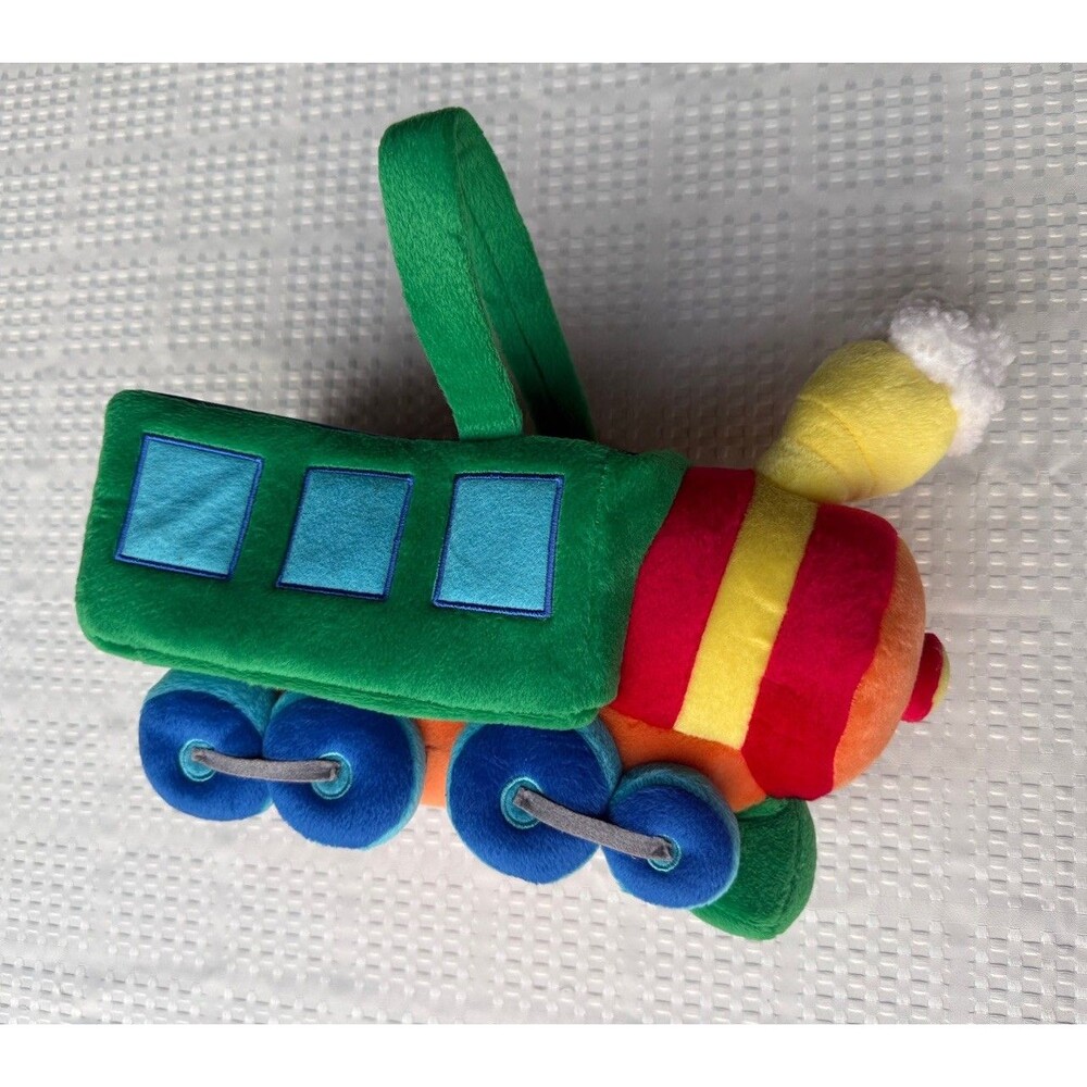 Vintage Train-shaped Plush Easter Basket - Multicolor Children's Storage Bag.